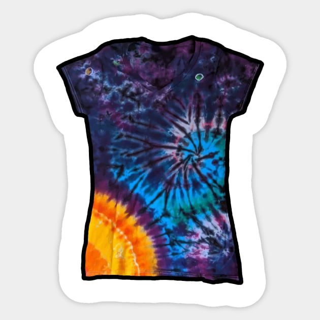 I love tie dye shirts - GALAXY - mini tiedye shirt - psychadelic sticker design for the tie dye artist or lover Sticker by tinytiedyes